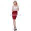 Kate Kasin Occident Women OL skirt High Stretchy Hips-Wrapped Red Pencil Skirt KK000269-3