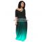 Sexy Women Colorful Printed Floor Length Dresses Fashion Cotton V-Neck Short Sleeves Loose Dress With Pockets