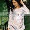 Boho Handmade Multicolored Knitted Dress Sexy Hollow Out See Through Mini Beach Dress Swimwear Women Tunic Beach Cover Up