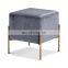Modern square elegant Ottoman with metal legs velvet stool for bedroom