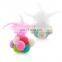 Handmade wholesale colorful plush pet toys elastic ball and feather cat toy interactive