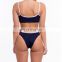 solid color Swimsuit chest wrapped swimsuit suspenders high waist triangle split bikini