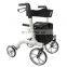 Lightweight Medical equipment foldable aluminum 10 inch Four Wheel rollator walker with Seat