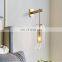 Modern Minimalist Clear Glass Shade Wall Lamp Metal Bedroom Indoor Lights