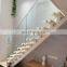 LED Light Glass Stairs / Stainless Steel Glass Staircase Customize Design