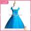 Over shoulder halloween cosplay blue dresses for girls