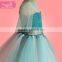 Fancy cap sleeve girls' dress silvery waistband & gauze tulle trail
