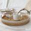 Oval Rattan Tray, Boho Straw serving tray Coffee Table Tray, Round Boho Serving Tray for Table Wholesale