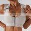 Deep v cut gym bras racer back zip up sport bra big breast sports bras for women