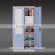 High quality double swing door steel wardrobe with mirror