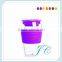 Many color and Promotional Gift Glass Cup with Silicone Cover Sleeve and lid