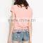 New Design Pink Color Tassel Bottom Short Blouses Fashion 2015