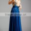 Hot Sales Blue Chiffon Beaded Evening Dresses High Neck Appliques Long Prom Gowns XP-30