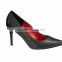 Top quality dress ladies High Heel classic pointy toe breatheable PU lining comfortable black sheep skin pump shoes