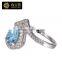 fashion gemstone ring jewellery factory wholesale newest style 925 sterling silver inlaid blue topaz natural stone silver ring