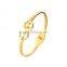 Fashion Trend Stainless Steel Yellow Gold Special H Shaped Crystal Bangles