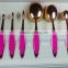 OEM quality toothbrush shape bold metal handle customized rose gold oval makeup brush set