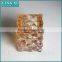 LX-Z133 amber colored bling diamond square crystal heavy glass votive candle holder