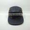 High quality flat brim black leather 5 panel hat with label