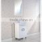 white mirrored MDF, PVC wall mounted acrylic shower screen and bathroom vanity