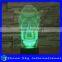 Acrylic Sculpture 3D Rhinoceros LED Night Light Creative Stereoscopic 7 Colors Flashing Touch LED Night Light