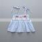 2017 latest design light blue color off shoulder girls top with embroidered collar