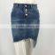 Women OEM frayed hem front botton denim skirt