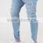New fashion mens blue drop baggy pants distressed crotch jeans trousers