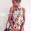 2017 NEW Halter Floral Print Jumpsuit Romper Summer Women Chiffon Playsuit apparel