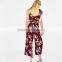 2017 Hot sale woman floral printed, sexy irregular sleeve jumpsuits