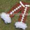 Brown knitted baseball kids socks with chiffon ruffle for winter cotton baby leg warmers