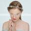 Sweet Bridal Headband Tiara Pearl Charm Centered Blue Flower Hair Vine Girls Headpiece Wedding Prom Dancing bobby Hair Accessory