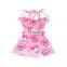 2019 New Arrival Halter Red Rose Ruffle Princess Girl Dress Flyaway Romper