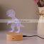 Home Decor 3D Visual Acrylic Led Decoration Light 7 color changing with wooden case