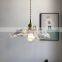 Nordic brass glass lamp restaurant bedroom pendant light glass leaf chandelier ceiling lamp