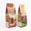 Resealable recycle flat bottom coffee bean packaging bags with valve