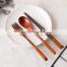 Factory direct supply Japanese creative triangle handle wooden spoon and fork set dessert and wooden tableware