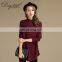 Long Sleeves Loose Cashmere Pure Wine Red Young Girls Knit Sweaters