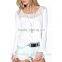 New Design Women Fashionable High Quality t Shirt Design Long Sleeve Cotton t Shirt With Lace TS058