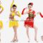 Cheap in-stock fashion children sequin latin /jazz dance costume modern dance costumes ( yellow+ red)