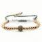 BRZ1279 Black cz pave diamond ball focal bead with 4mm silver gold rose gold black ball macrame bracelet,adjustable bracelet