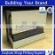 Modern retail showroom wood front designs shop counter for cloth shops