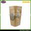 Waterproof Innoxious Stand Up Brown Kraft Paper Bag With Window And Zipper For Food Italy Whisky Heart Chocolate Honey Liquid