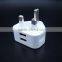 Wholesale 5V2.1A 1A Dual USB Wall Travel Charger EU UK plug mobile phone smart charger for iPhone 5 6 iPad Samsung