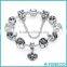 Custom 925 Sterling Silver Heart Sexy Charm Bracelet with Safety Chain & Black Beads for Women ,Bracelet Charm