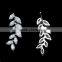 Painting meteor cartilage leaf earring CZ flower long earring