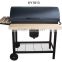 Trolley smoker charcoal barrel barbecue grill with GS