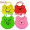 Printed Cartoon Animal Patterns FDA Grade Silicone Baby Bib Christening Drool Bibs