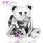 X354 I Love You Heart Bear Charm,925 Sterling Silver Australian Crystal Studded Charms