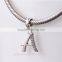 S067A Globalwin 925 Sterling Silver Alphabet A Paved with Crystal Slide Letter Charms